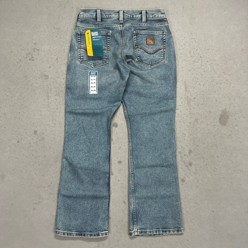 NEW‎ Carhartt Relaxed Bootcut Jeans Mens 30x30 Light Wash Blue Denim 106578 HQ7